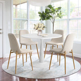 New Haven & Oslo 35" White Round Dining Table Set for 4 (5-Piece)
