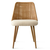 Dwen & Nice 46" Round Rattan & Beige Dining Set for 4 (5-Piece)