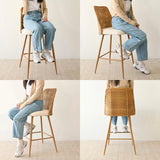 Nice 27" Modern Rattan Upholstered Counter Stool (Set of 4)