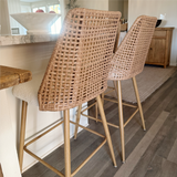 Nice 27" Modern Rattan Upholstered Counter Stool (Set of 4)