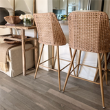 Nice 27" Rattan Upholstered Counter Stool (Set of 2)