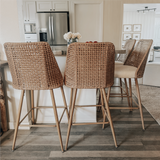 Nice 27" Rattan Upholstered Counter Stool (Set of 3)