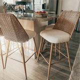Nice 27" Rattan Upholstered Counter Stool (Set of 3)