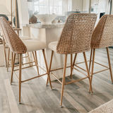 Nice 27" Rattan Upholstered Counter Stool (Set of 2)