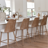 Nice 27" Rattan Upholstered Counter Stool (Set of 3)