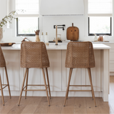 Nice 27" Rattan Upholstered Counter Stool (Set of 3)