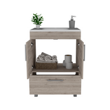 Tuhome Velloc Single Bathroom Vanity with Double Door Cabinet, Spacious Lower Drawer, Ergonomic Compact Design, Superior Top Surface and Moisture-Resistant Construction, Modern White Vanity for Organized Bathrooms