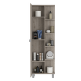 Tuhome Urano Mirror Linen Cabinet with Four Internal Shelves, Five External Display Shelves, Spacious Single-Door Compartment and Modern Tall Storage Design for Bathroom, Kitchen, Bedroom or Multifunctional Home Organization