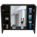 Tuhome Artemisa Medicine Cabinet with Integrated Mirror, Six Interior Storage Shelves, Secure Double-Door Design, Space-Saving Wall Cabinet for Organized Bathrooms and Daily Essentials.