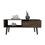 Oslo Coffee Table with Spacious Top Surface, Single Storage Drawer, Open Display Shelf and Four-Leg Modern Design for Organized Living Room Functionality, Decorative Arrangement and Everyday Lifestyle Convenience