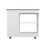Nigella Kitchen Cart, Two Storage Shelves, Four Casters, Three Side Shelves
