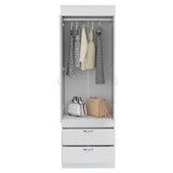 Simone Armoire, Rod, Double Door, Two Drawers, Metal Handles