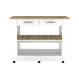 Cala Kitchen Island 46,  Six Casters, Two Drawers, Lower Open Shelf