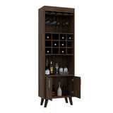 TUHOME Oslo Bar Cabinet with Twelve Built-In Wine Rack, Double Door Cabinet, Two Shelves, Freestanding Home Bar Storage for Entertaining, Wine Organization and Modern Living Room or Dining Room Display
