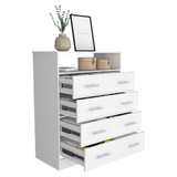 Sanna Four Drawer Dresser,  One Open Shelf