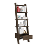 Oslo Ladder Bookcase with Five Spacious Open Shelves, Single Storage Drawer, Four-Leg Modern Frame and Decorative Display Design for Organizing Books, Showcasing Décor and Enhancing Contemporary Living or Office Spaces