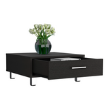TUHOME Modern Coffee Table with Single Storage Drawer and Four Stable Legs Offering Practical Organization, Contemporary Design, Functional Superior Top Surface and Durable Engineered Wood Construction for Living Room Spaces