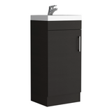 TUHOME Madrid 16" Bathroom Vanity with Single Door Storage, Resin Sink, Compact Base Cabinet, Modern Space-Saving Vanity for Small Bathrooms and Efficient Organization
