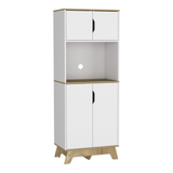 Tuhome Pamplona Microwave Tall Cabinet with Spacious Counter Surface, Multiple Storage Shelves, Upper and Lower Double Door Cabinets, Integrated Cable Management and Large Vertical Design for Modern Kitchens
