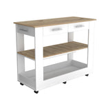 Cala Kitchen Island 46,  Six Casters, Two Drawers, Lower Open Shelf