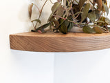 Oak Floating Corner Shelf with Rounded Edge