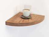 Oak Floating Corner Shelf with Rounded Edge
