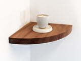 Oak Floating Corner Shelf with Rounded Edge