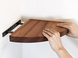 Oak Floating Corner Shelf with Rounded Edge