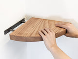 Oak Floating Corner Shelf with Rounded Edge