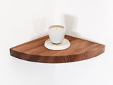 Oak Floating Corner Shelf with Rounded Edge