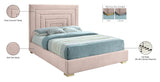 Nora Velvet Bed - Sumptuous Glamorous Design with Deep Channel Tufting and Customizable Legs