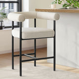 New York 24" Boucle Counter Stool with Arms (Set of 2)