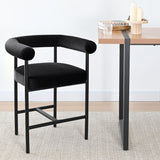 New York 24" Velvet Counter Stool with Arms (Set of 2)