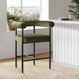 New York 24" Velvet Counter Stool with Arms (1-Piece)