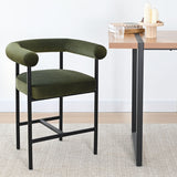 New York 24" Velvet Counter Stool with Arms (Set of 2)