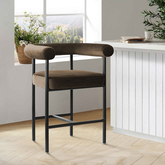 New York 24" Velvet Counter Stool with Arms (1-Piece)