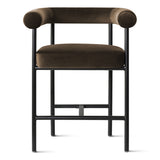 New York 24" Velvet Counter Stool with Arms (Set of 3)