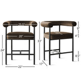 New York 24" Velvet Counter Stool with Arms (Set of 3)