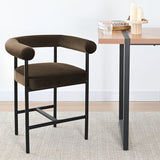New York 24" Velvet Counter Stool with Arms (Set of 2)