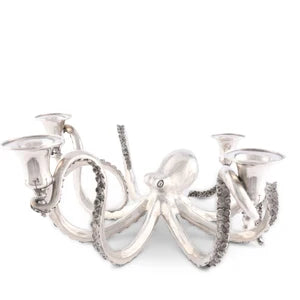 Four Taper Pewter Octopus Candelabrum