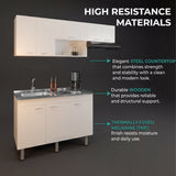 Oceana Kitchen Top Cabinet with Stainless Steel Utility Sink Set, Three-Door Base Cabinet, Five-Door Top Wall Cabinet with Eight Total Shelves, Versatile Storage and Workspace Solution for Kitchen Organization and Efficiency