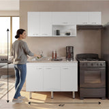 Oceana Kitchen Top Cabinet with Stainless Steel Utility Sink Set, Three-Door Base Cabinet, Five-Door Top Wall Cabinet with Eight Total Shelves, Versatile Storage and Workspace Solution for Kitchen Organization and Efficiency