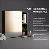 Oman Medicine Cabinet with Mirrored Single Door, Three Interior Shelves, Dual External Display Shelves and Spacious Top Surface for Organized Bathroom Storage, Daily Essentials Access