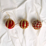 4" Red Gold Embellished Ball Ornament Set Of 6