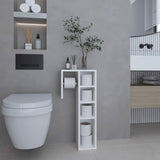 Lodi Freestanding Toilet Paper Cabinet with Slim Vertical Design and Storage Compartment, Compact Bathroom Organizer with Enclosed Space and Top Shelf for Toilet Paper Rolls and Small Toiletries