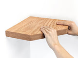 Floating Corner Shelf with Straight Edge in Oak