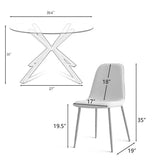 Oliver & Oslo 39" Glass Round Dining Table Set for 4 (5-Piece)