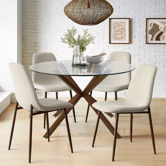 Oliver & Oslo 39" Glass Round Dining Table Set for 4 (5-Piece)