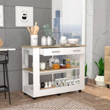 Cala Kitchen Island 46,  Six Casters, Two Drawers, Lower Open Shelf