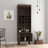 TUHOME Oslo Bar Cabinet with Twelve Built-In Wine Rack, Double Door Cabinet, Two Shelves, Freestanding Home Bar Storage for Entertaining, Wine Organization and Modern Living Room or Dining Room Display